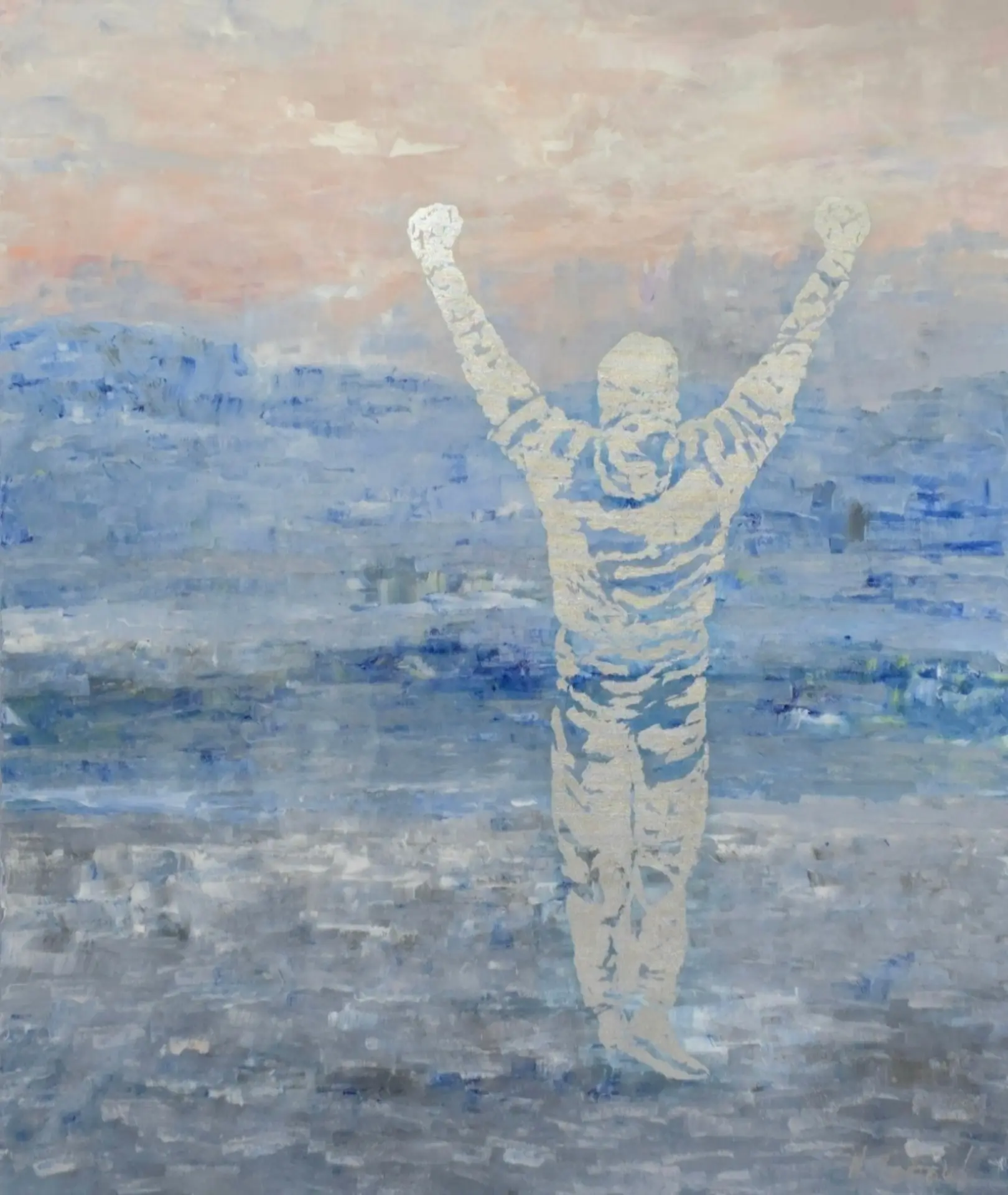 Rocky, Victory in Silence — contemporary mixed media painting